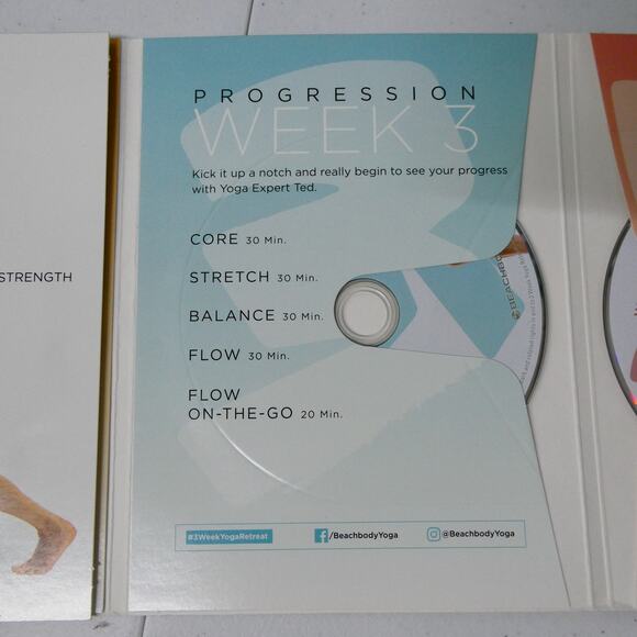 BEACHBODY 3 WEEK YOGA RETREAT 4 DISCS + RECIPES TRACKER/QUIK START/CALENDAR - Picture 9 of 11